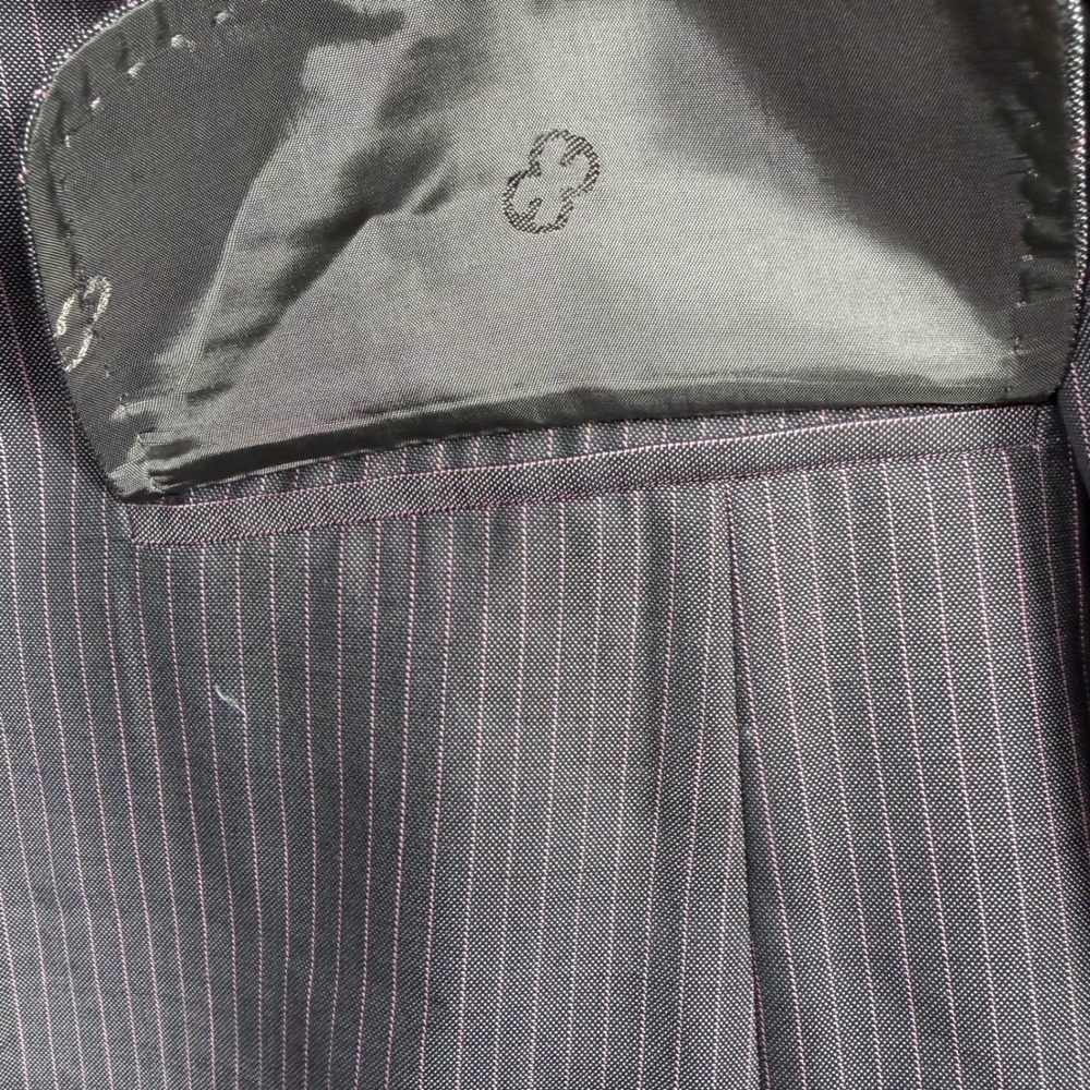 Escada Gray Pinstripe Wool Silk Blazer Pink Lining Size 42 Designer Jacket - Picture 5 of 16